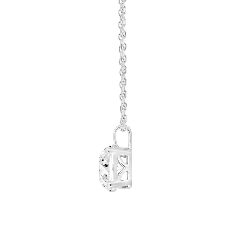 LADIES PENDANT WITH CHAIN 1CT ROUND DIAMOND 14K WHITE GOLD (CENTER STONE ROUND DIAMOND 1CT )