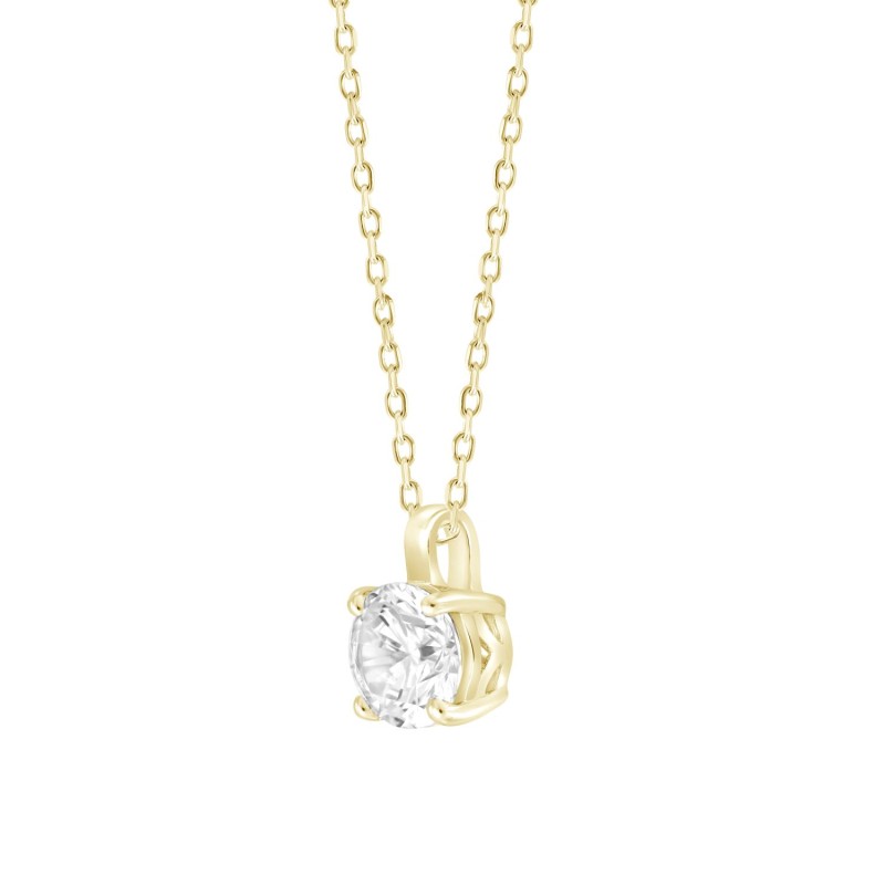 LADIES PENDANT WITH CHAIN 1CT ROUND DIAMOND 14K YELLOW GOLD (CENTER STONE ROUND DIAMOND 1CT )