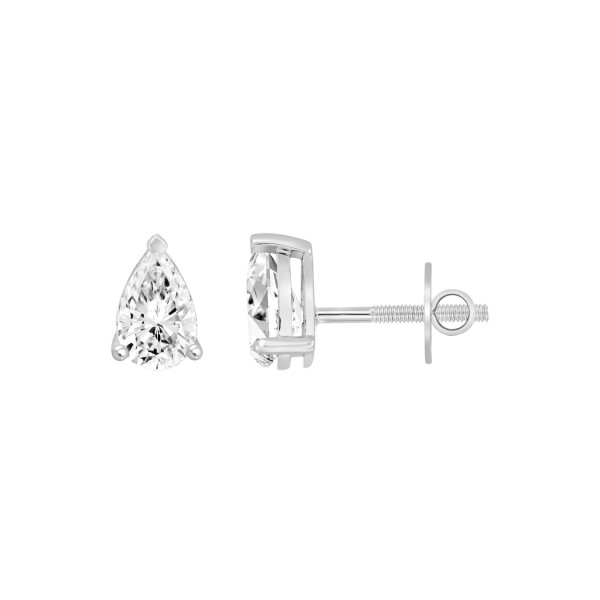 LADIES SOLITAIRE EARRINGS 1/2CT PEAR DIAMOND 14K W...