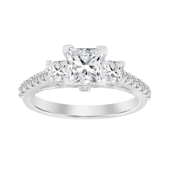 LADIES RING 1 3/4CT PRINCESS/ROUND DIAMOND 14K WHI...