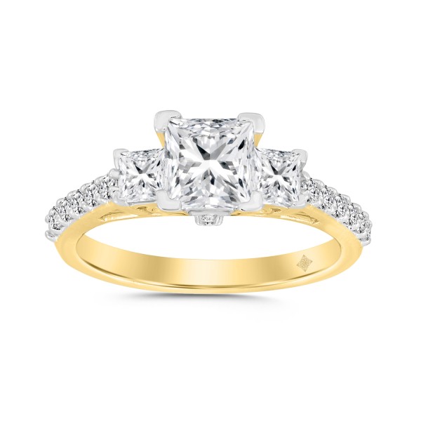 LADIES RING 1 3/4CT ROUND/PRINCESS DIAMOND 14K YEL...