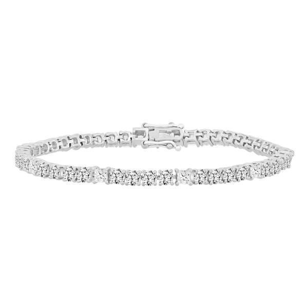 LADIES BRACELET 7 3/8CT PRINCESS/ROUND DIAMOND 14K...