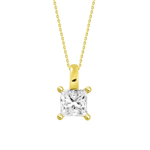 LADIES PENDANT WITH CHAIN 1/2CT PRINCESS DIAMOND 1...