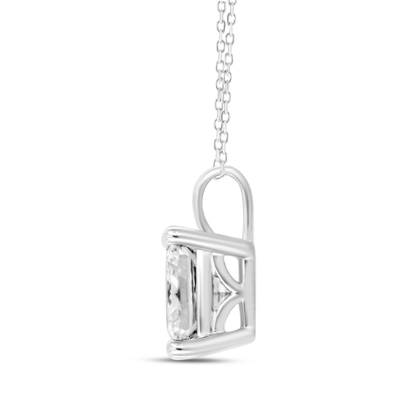 LADIES PENDANT WITH CHAIN 1CT PRINCESS DIAMOND 14K WHITE GOLD