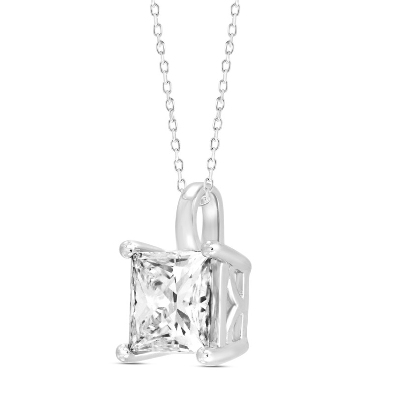 LADIES PENDANT WITH CHAIN 1CT PRINCESS DIAMOND 14K WHITE GOLD