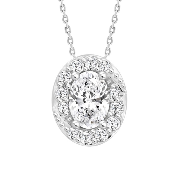 LADIES PENDANT WITH CHAIN 1CT ROUND/OVAL DIAMOND 1...