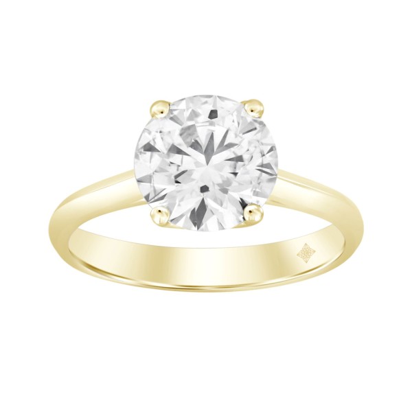 LADIES RING 3CT ROUND DIAMOND 14K YELLOW GOLD...