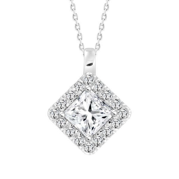 LADIES PENDANT WITH CHAIN 1 1/4CT ROUND/PRINCESS D...