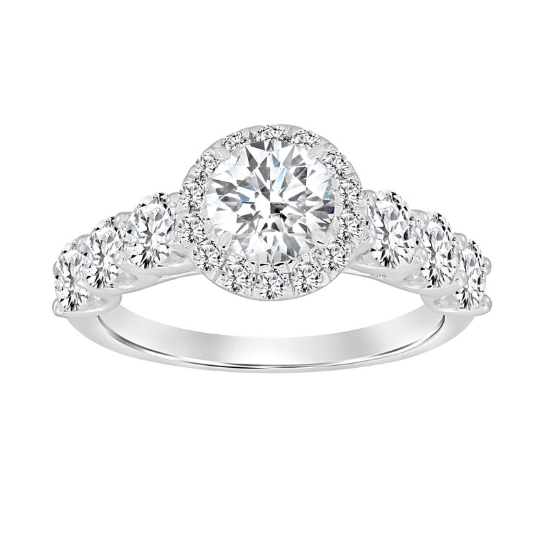 14K WHITE GOLD 2 3/4CT ROUND DIAMOND LADIES RING (CENTER STONE ROUND DIAMOND 1CT )