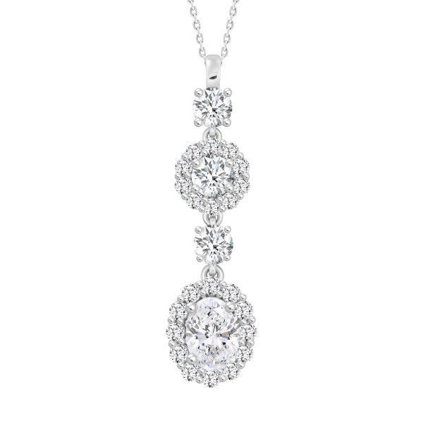 LADIES PENDANT WITH CHAIN 2CT ROUND/OVAL DIAMOND 1...