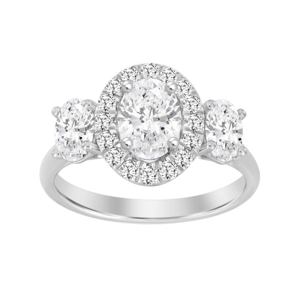 LADIES RING 2 1/4CT ROUND/OVAL DIAMOND 14K WHITE G...