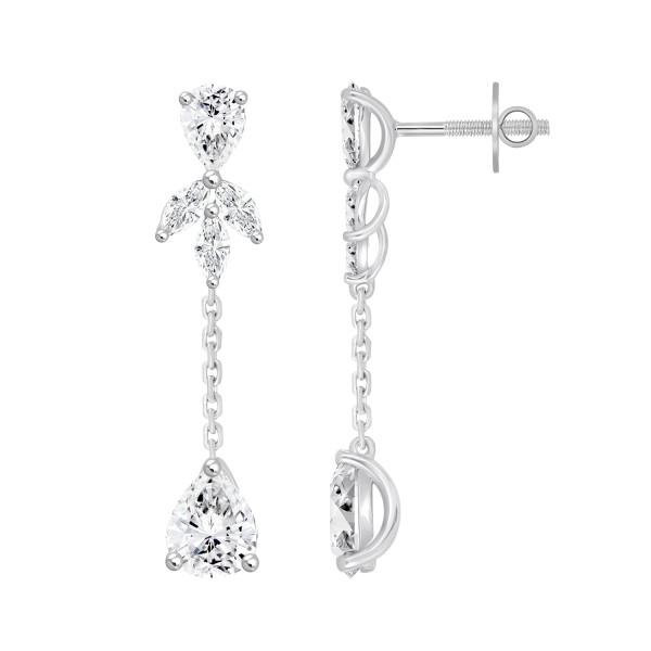 LADIES LINEAR EARRINGS  6CT MARQUISE/PEAR DIAMOND ...