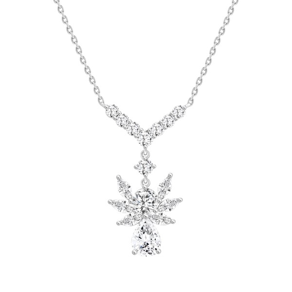 LADIES NECKLACE 3 3/4CT ROUND/PEAR/MARQUISE DIAMON...