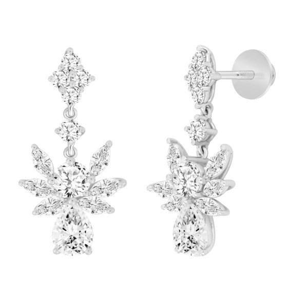 LADIES EARRINGS 7CT ROUND/MARQUISE/PEAR DIAMOND 14...