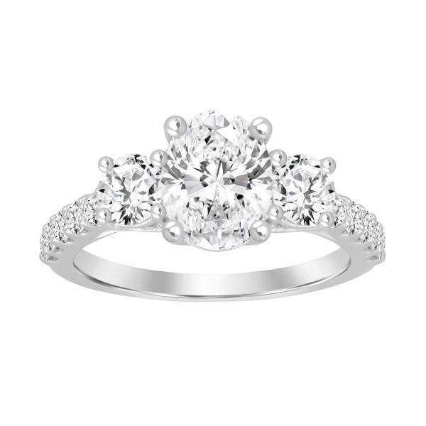 LADIES RING 2 1/2CT OVAL/ROUND DIAMOND 14K WHITE G...