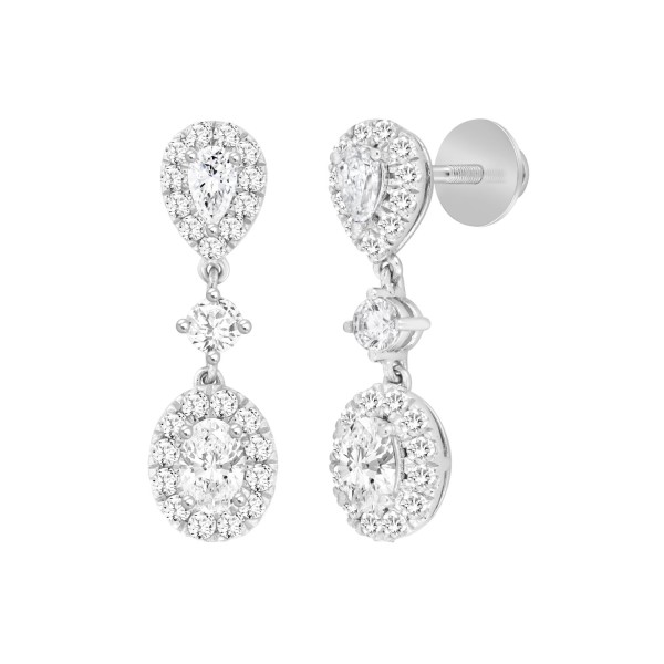 LADIES EARRINGS 2 3/4CT ROUND/OVAL/PEAR DIAMOND 14...