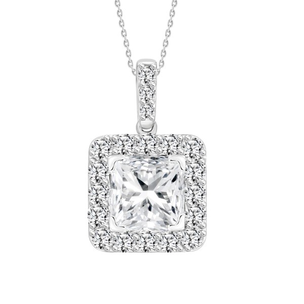 LADIES PENDANT 2 3/4CT ROUND/PRINCESS DIAMOND 14K ...