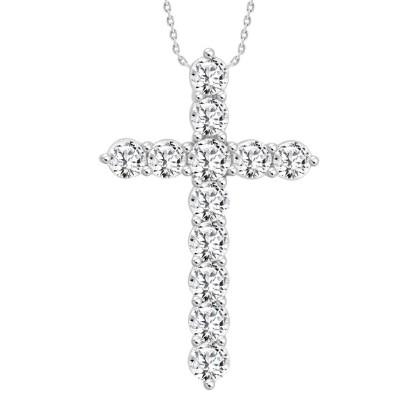 LADIES CROSS PENDANT WITH CHAIN 4CT ROUND DIAMOND ...