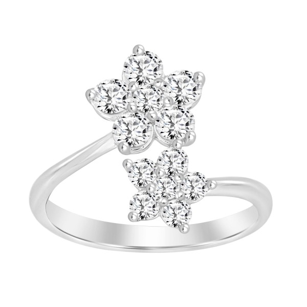 LADIES RING 1CT ROUND DIAMOND 14K WHITE GOLD...