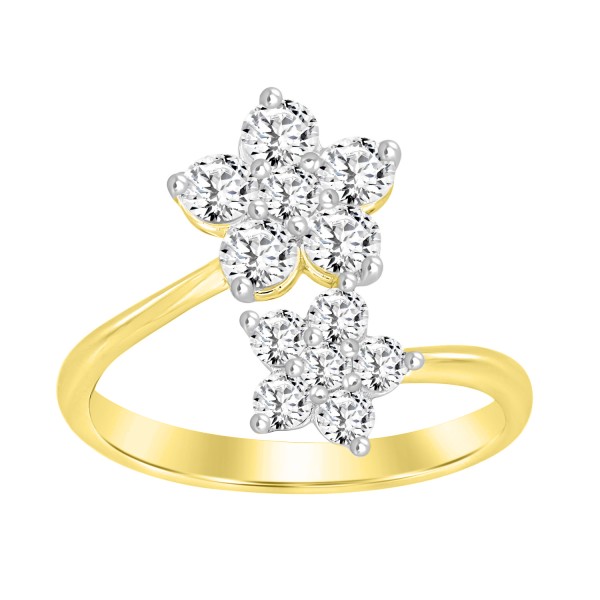 LADIES RING 1CT ROUND DIAMOND 14K YELLOW GOLD...