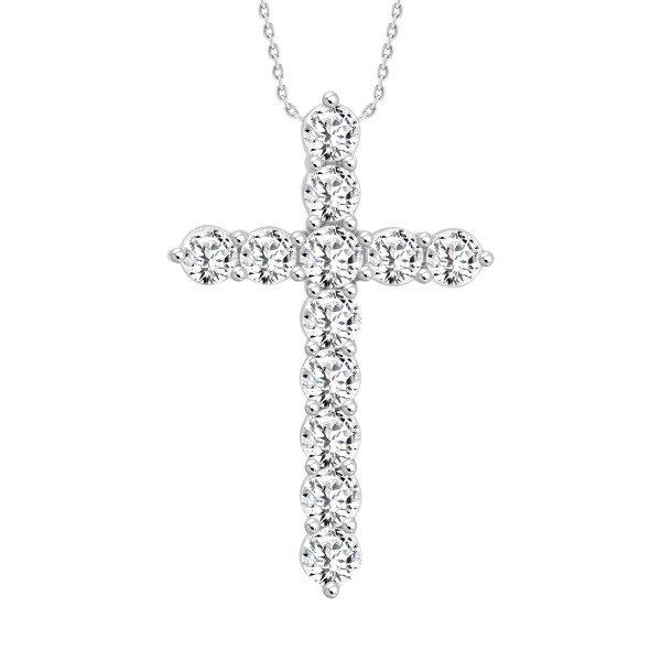 LADIES CROSS PENDANT WITH CHAIN 5CT ROUND DIAMOND ...