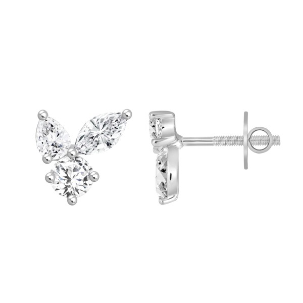 LADIES STUD EARRINGS 3CT PEAR/ROUND/MARQUISE DIAMO...