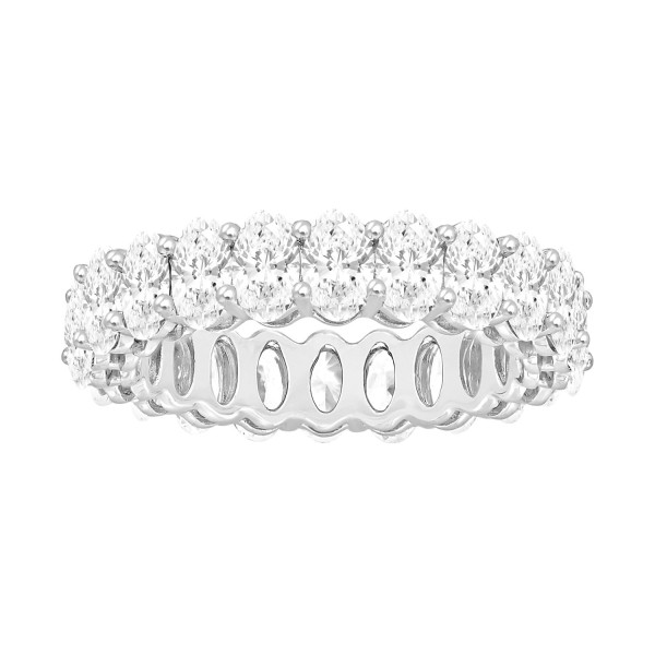 LADIES BAND 5CT OVAL DIAMOND 14K WHITE GOLD...