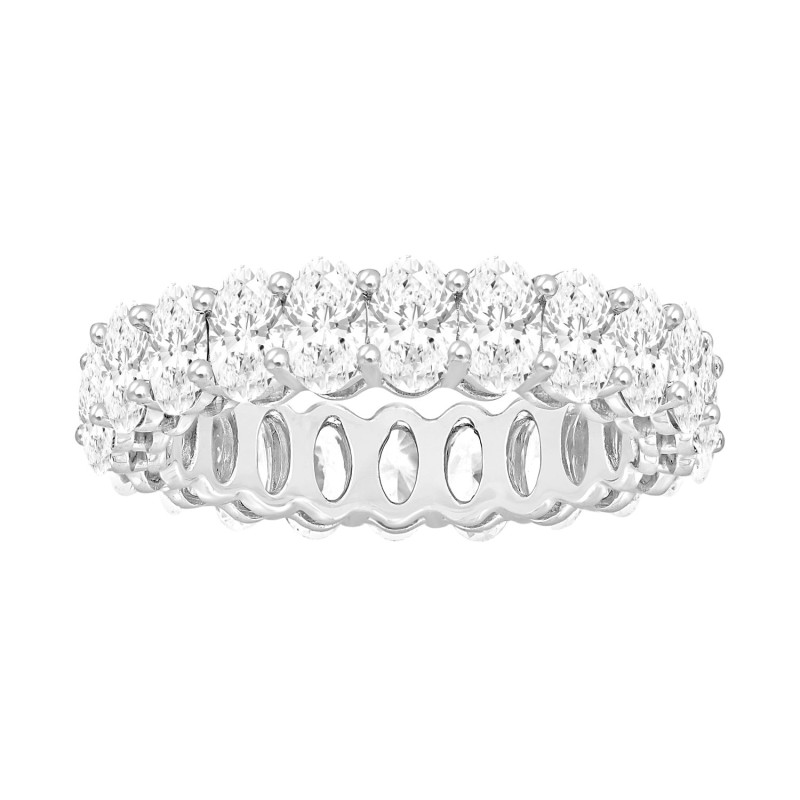 LADIES BAND 5CT OVAL DIAMOND 14K WHITE GOLD