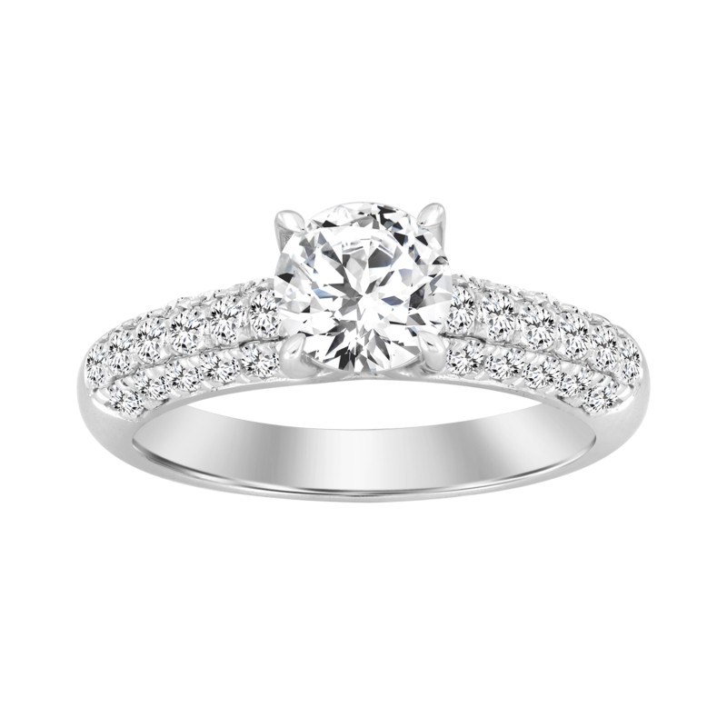 LADIES RING 1 1/2CT ROUND DIAMOND 14K WHITE GOLD (CENTER STONE ROUND DIAMOND 1CT)