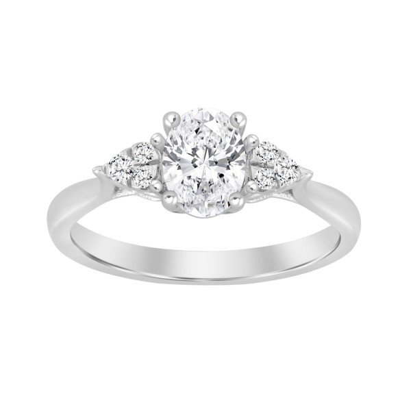 LADIES RING 1 1/8CT ROUND/OVAL DIAMOND 14K WHITE G...