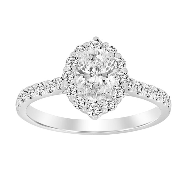 LADIES RING 1 1/4CT ROUND/OVAL DIAMOND 14K WHITE G...