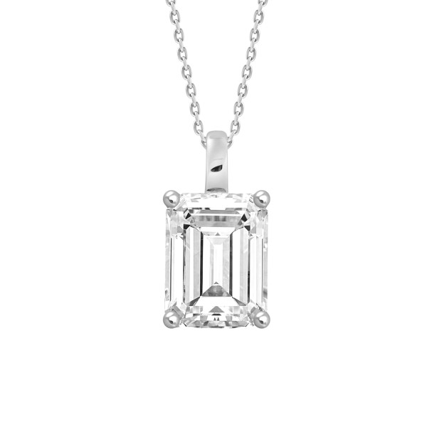 LADIES SOLITAIRE PENDANT WITH CHAIN 3CT EMERALD DI...