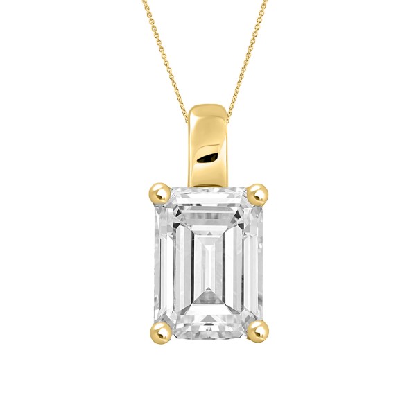 LADIES SOLITAIRE PENDANT WITH CHAIN 3CT EMERALD DI...