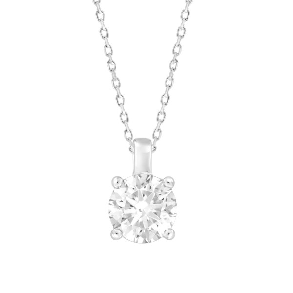 LADIES SOLITAIRE PENDANT 3CT ROUND DIAMOND 14K WHI...