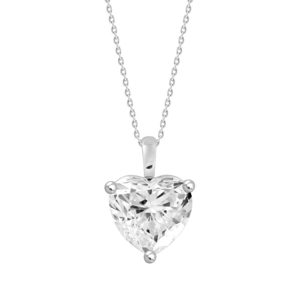 LADIES SOLITAIRE PENDANT WITH CHAIN 3CT HEART DIAM...