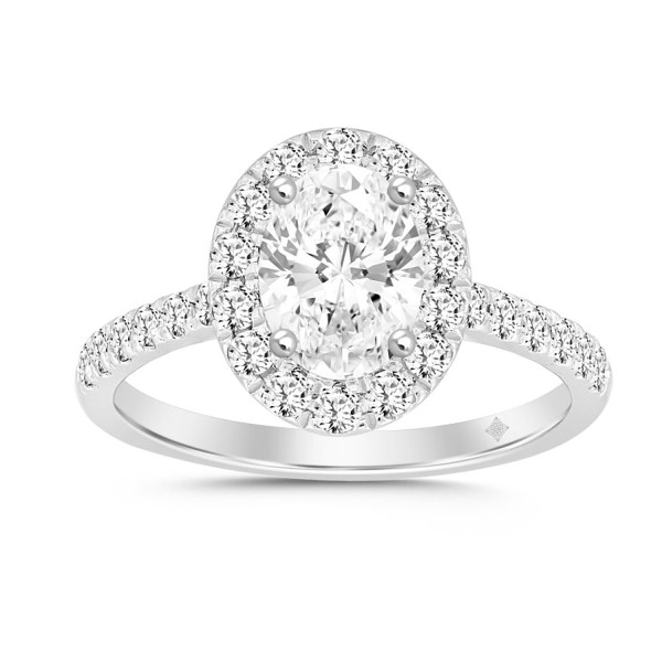 LADIES RING 1 1/2CT ROUND/OVAL DIAMOND 14K WHITE G...