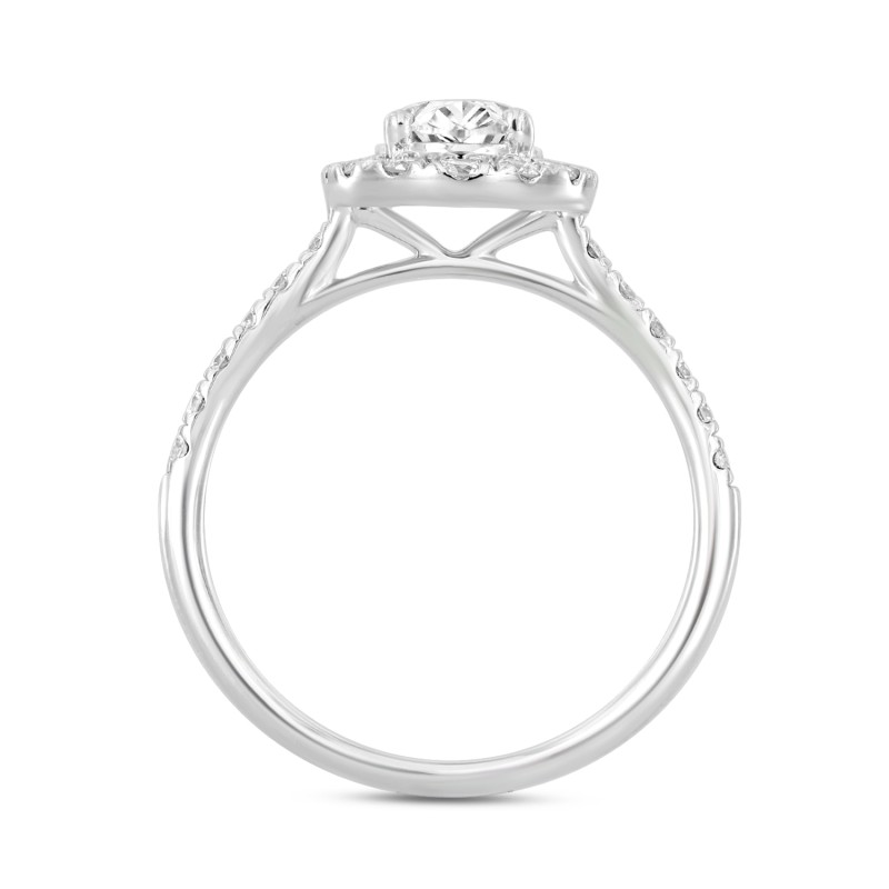 LADIES RING 1 1/2CT ROUND/OVAL DIAMOND 14K WHITE GOLD (CENTER STONE OVAL DIAMOND 1CT)