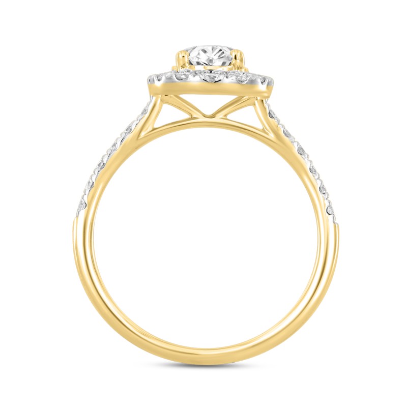 LADIES RING 1 1/2CT ROUND/OVAL DIAMOND 14K YELLOW GOLD (CENTER STONE OVAL DIAMOND 1CT)