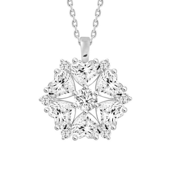 LADIES PENDANT WITH CHAIN 1 3/4CT ROUND/HEART DIAM...