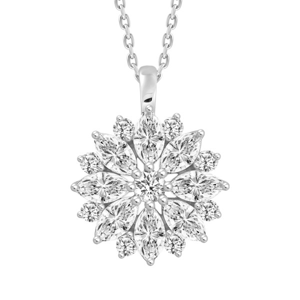 LADIES PENDANT WITH CHAIN 1CT ROUND/MARQUISE DIAMO...