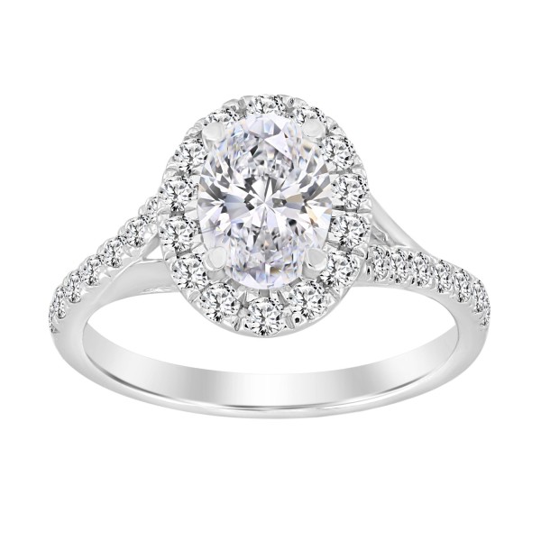 LADIES RING 1 1/2CT ROUND/OVAL DIAMOND 14K WHITE G...