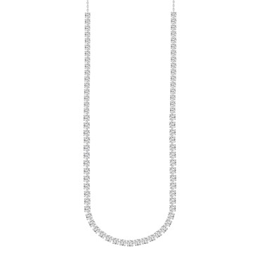 LADIES NECKLACE 9CT ROUND DIAMOND 14K WHITE GOLD