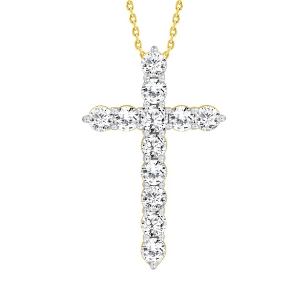 LADIES CROSS PENDANT WITH CHAIN 1CT ROUND DIAMOND ...