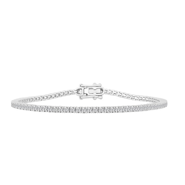 14K WHITE GOLD 3CT ROUND DIAMOND LADIES BRACELET...