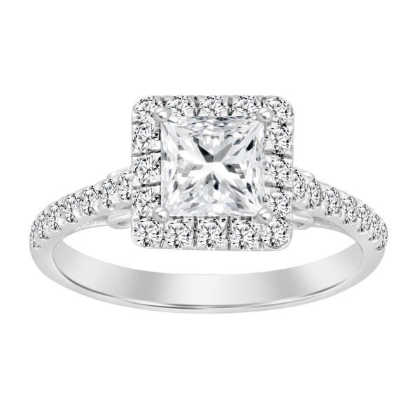 LADIES RING 1 1/2CT ROUND/PRINCESS DIAMOND 14K WHI...