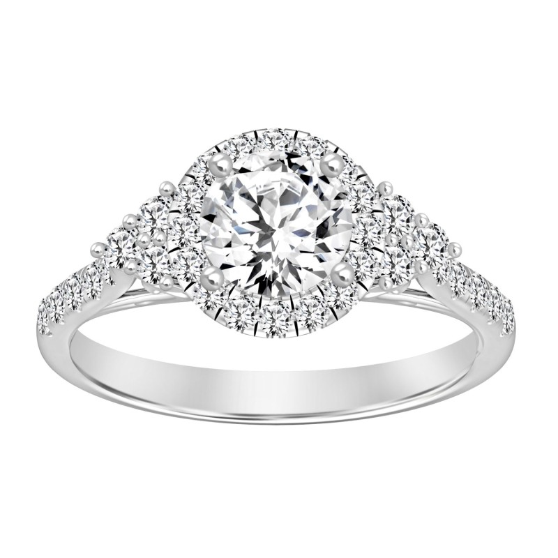 LADIES RING 1 1/2CT ROUND DIAMOND 14K WHITE GOLD (CENTER STONE ROUND DIAMOND 1CT)