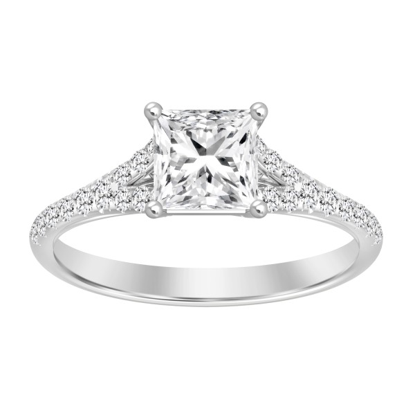 LADIES RING 1 1/4CT ROUND/PRINCESS DIAMOND 14K WHI...