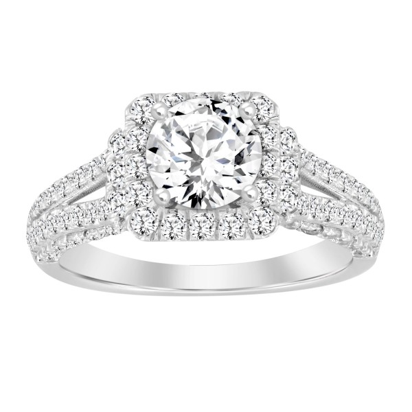 LADIES RING 2CT ROUND DIAMOND 14K WHITE GOLD (CENT...