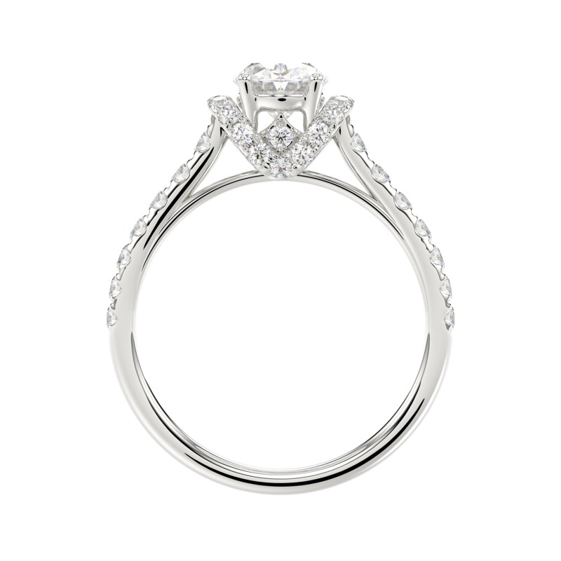 LADIES RING 1 1/2CT ROUND/OVAL DIAMOND 14K WHITE GOLD (CENTER STONE OVAL DIAMOND 1CT)