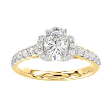 LADIES RING 1 1/2CT ROUND/OVAL DIAMOND 14K YELLOW GOLD (CENTER STONE OVAL DIAMOND 1CT)